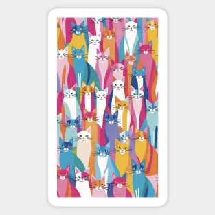 Whiskered Kaleidoscope: A Colorful Feline Tapestry Sticker